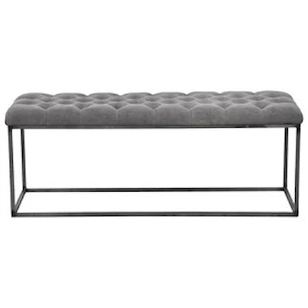 48" Stone Washed Linen Coffee Table with Iron Nail Heads